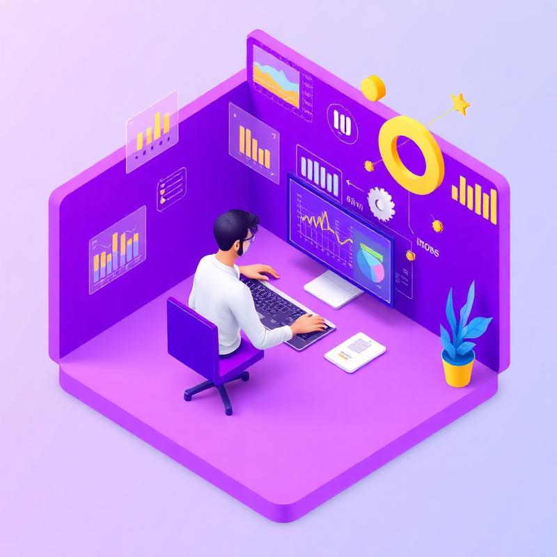 Analytics Illustration - Person analyzing data